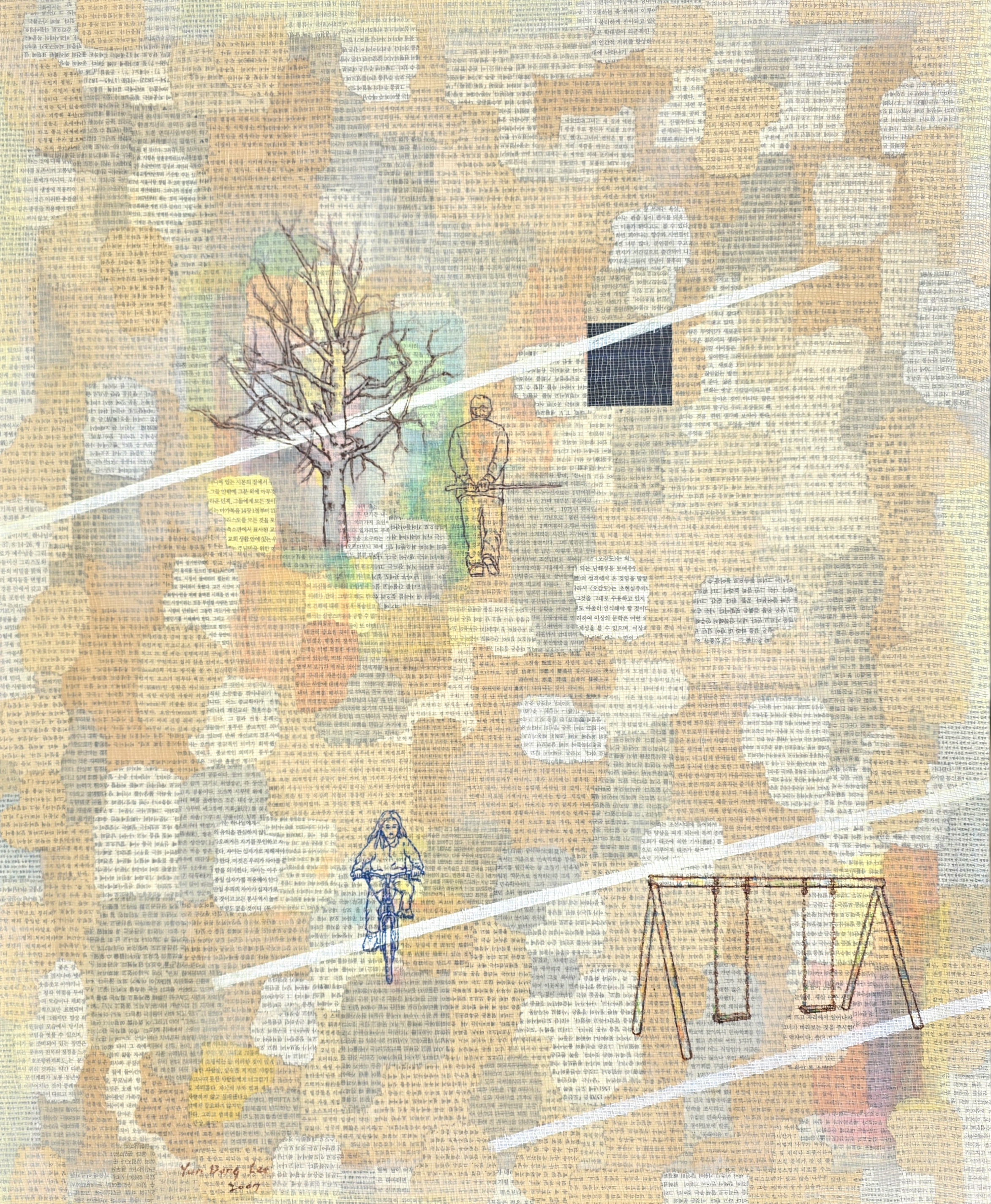 그림5 Journey-노인과 어린이 60.6×5372.7cm, collage, mesh cloth & acrylic on canvas,~.jpg