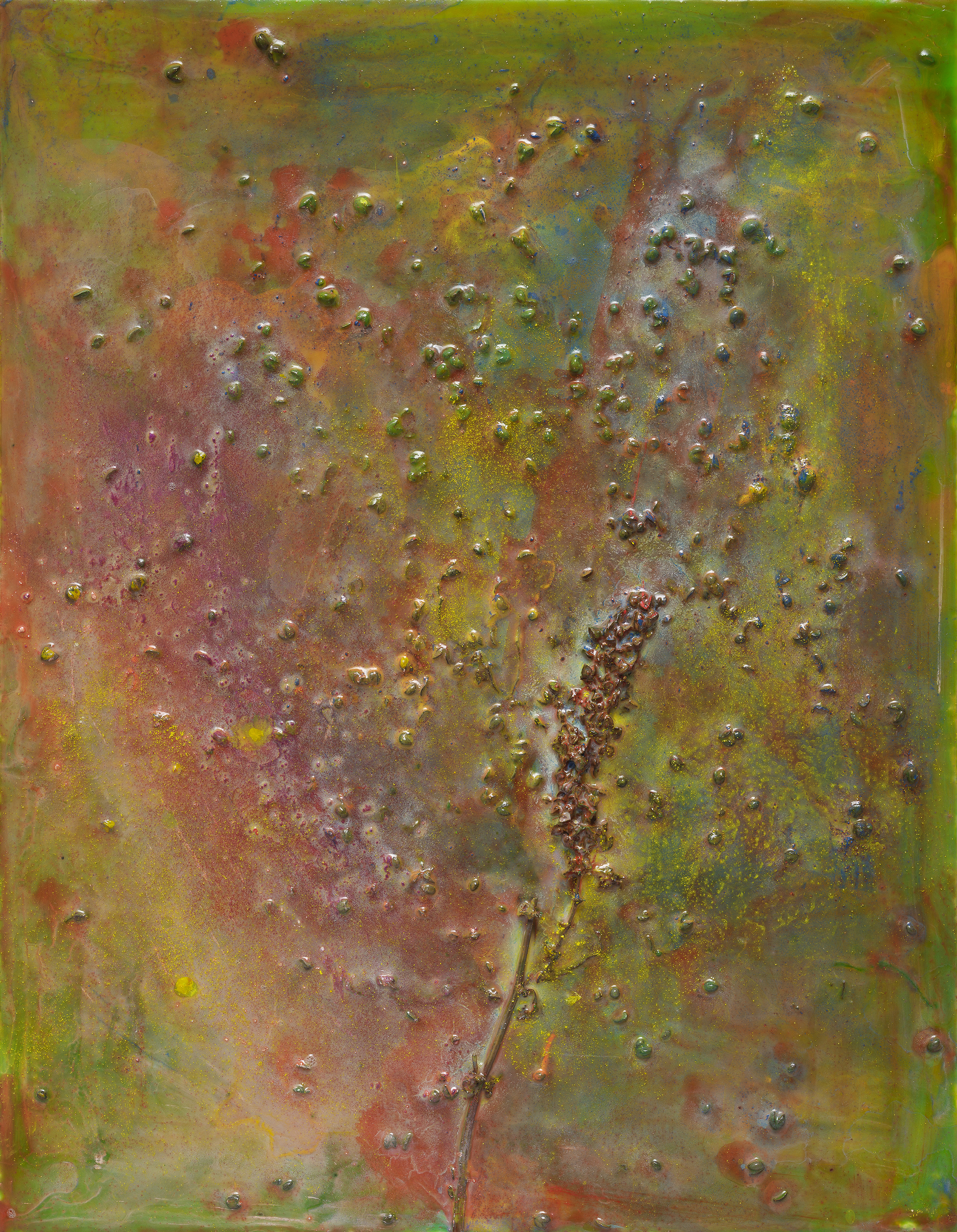 7. Autumn splendor, 2025, Pigment, dry stem, seed and medium on canvas, 40.9x31.8cm.jpg